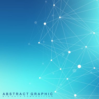 Geometrik grafik arka plan molekül ve iletişim. Büyük veri bileşikler ile karmaşık. Perspektif zemin. En az dizi. Dijital veri görselleştirme. Bilimsel sibernetik vektör çizim.