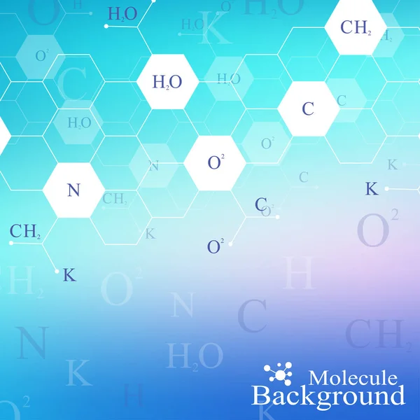 Padrão de química científica. Estrutura molécula DNA pesquisa como conceito. Comunicação de base científica e tecnológica. Cenário científico médico para o seu projeto. Ilustração vetorial . — Vetor de Stock