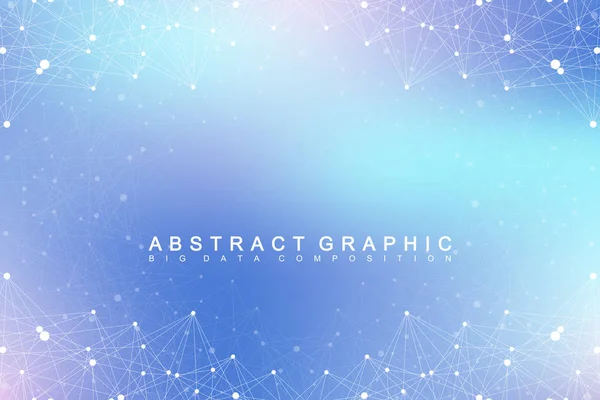 Molécula geométrica de fondo gráfico y comunicación. Complejo de macrodatos con compuestos. Fondo de perspectiva. Arreglo mínimo. Visualización digital de datos. Ilustración científica de vectores cibernéticos . — Vector de stock