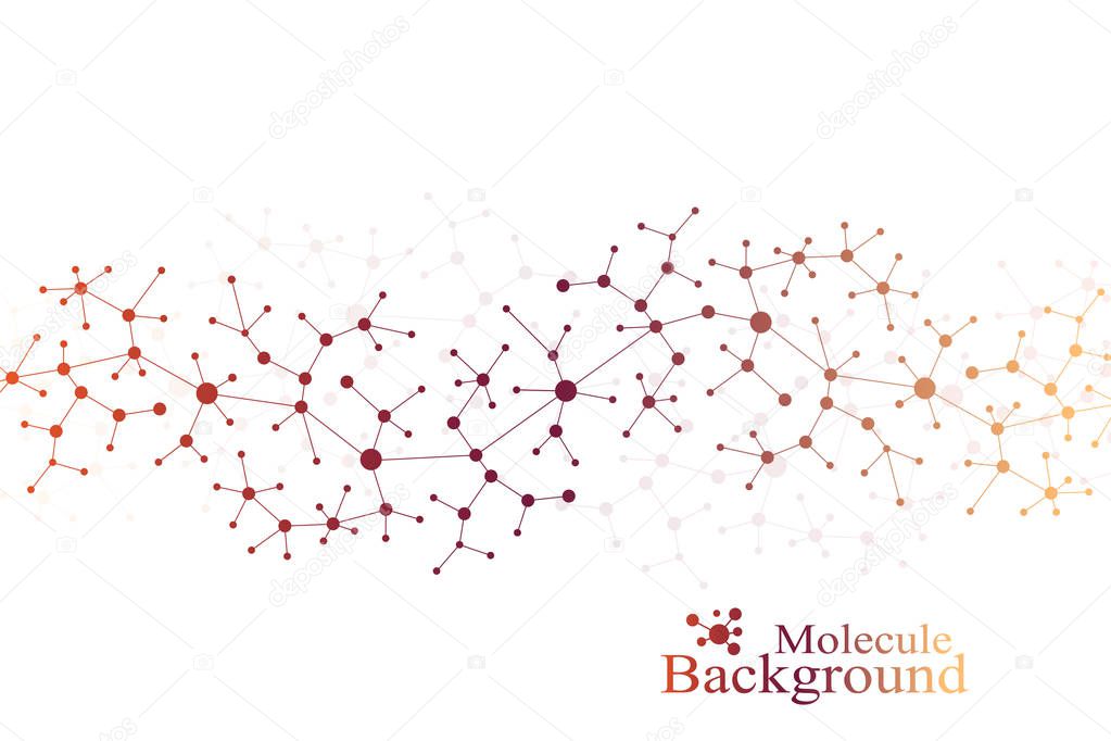 Scientific chemistry pattern. Structure molecule DNA research as concept. Science and technology background communication. Medical scientific backdrop for your design. Vector Illustration.