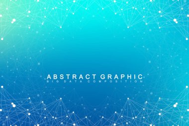 Geometrik grafik arka plan molekül ve iletişim. Büyük veri bileşikler ile karmaşık. Perspektif zemin. En az dizi. Dijital veri görselleştirme. Bilimsel sibernetik vektör çizim.