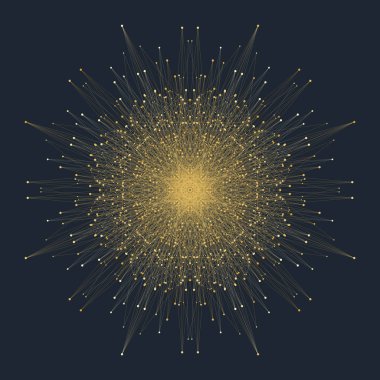 Fraktal öğeyle bağlantılı çizgiler ve noktalar. Büyük veri karmaşık. Sanal arka plan iletişim veya parçacık bileşikler. Dijital veri görselleştirme, en az dizi. Satırları pleksus. Vektör çizim.