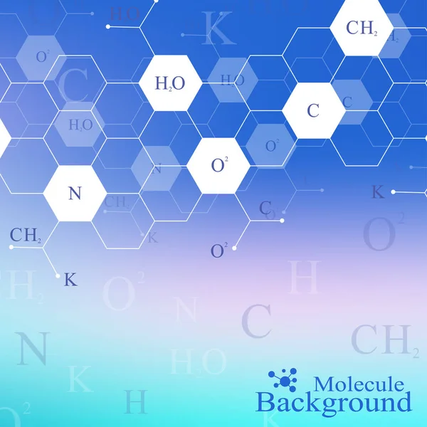 Padrão científico de química hexagonal. Estrutura molécula DNA pesquisa como conceito. Comunicação de base científica e tecnológica. Cenário científico médico para o seu projeto. Ilustração vetorial . — Vetor de Stock