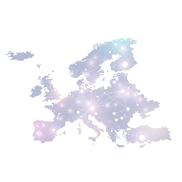 Mapa Evropy tečkovaný. Geometrické pozadí grafické komunikace. Velké objemy dat jsou komplexní sloučeniny. Digitální data vizualizace. Minimalistický design chaotické, vektorové ilustrace. — Stockový vektor