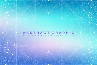 Geometrik grafik arka plan molekül ve iletişim. Büyük veri bileşikler ile karmaşık. Perspektif zemin. En az dizi. Dijital veri görselleştirme. Bilimsel sibernetik vektör çizim.