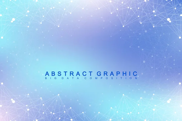 Geometric graphic background molecule and communication. Big data complex with compounds. Perspective backdrop. Minimal array. Digital data visualization. Scientific cybernetic vector illustration. — Stock Vector