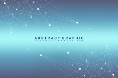 Geometrik grafik arka plan molekül ve iletişim. Büyük veri bileşikler ile karmaşık. Perspektif zemin. En az dizi. Dijital veri görselleştirme. Bilimsel sibernetik vektör çizim.