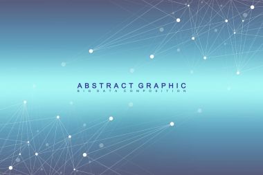 Geometrik grafik arka plan molekül ve iletişim. Büyük veri bileşikler ile karmaşık. Perspektif zemin. En az dizi. Dijital veri görselleştirme. Bilimsel sibernetik vektör çizim.