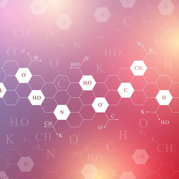 Wetenschappelijke zeshoekige chemie patroon. Structuur molecuul Dna onderzoek als concept. Mededeling van de achtergrond wetenschap en technologie. Medische wetenschappelijke achtergrond voor je ontwerp. Vectorillustratie. — Stockvector