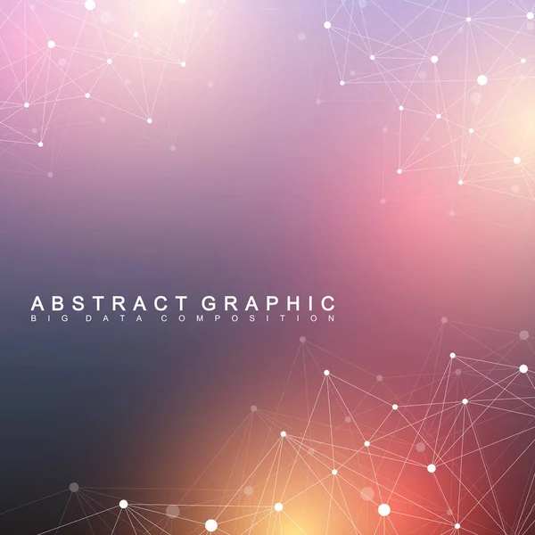 Cząsteczka geometrycznej graficzny tła i komunikacji. Complex z związki danych big data. Perspektywy tło. Minimalne tablicy. Wizualizacja danych cyfrowych. Ilustracja wektorowa cybernetyczny naukowych. — Wektor stockowy