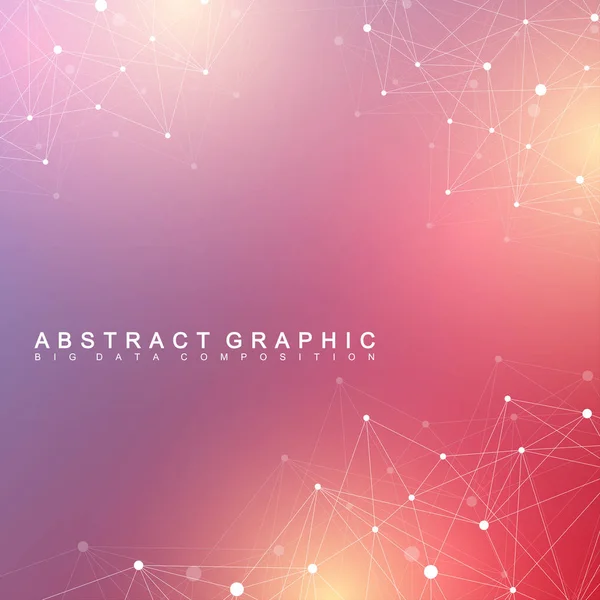 Molécula geométrica de fondo gráfico y comunicación. Complejo de macrodatos con compuestos. Fondo vectorial minimalista. Visualización digital de datos. Ilustración cibernética científica . — Archivo Imágenes Vectoriales