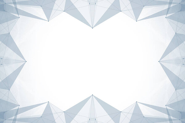Geometric graphic background molecule and communication. Big data complex with compounds. Perspective backdrop. Minimal array. Digital data visualization. Scientific cybernetic vector illustration.