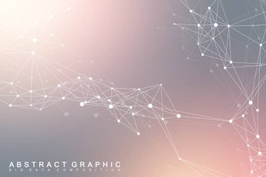 Geometrik grafik arka plan molekül ve iletişim. Büyük veri bileşikler ile karmaşık. Satırları pleksus, en az dizi. Dijital veri görselleştirme. Bilimsel sibernetik vektör çizim.