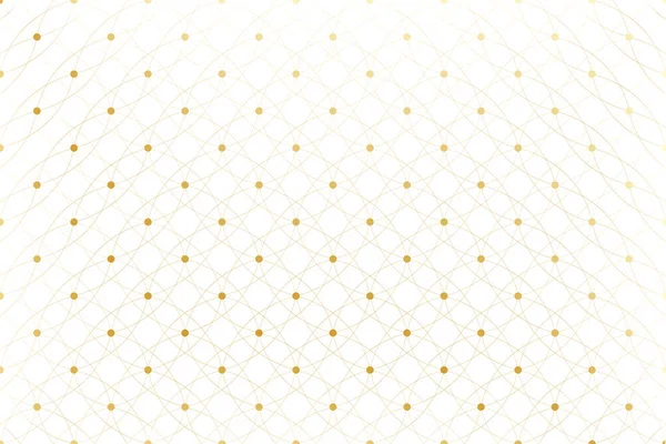 Gouden textuur. Geometrische scherpe patroon met aaneengesloten lijnen en punten. Lijnen plexus cirkels. Grafische achtergrond connectiviteit. Moderne stijlvolle achtergrond voor uw ontwerp. Vectorillustratie. — Stockvector