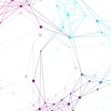 Geometrik grafik arka plan molekül ve iletişim. Büyük veri bileşikler ile karmaşık. Satırları pleksus, en az dizi. Dijital veri görselleştirme. Bilimsel sibernetik vektör çizim.
