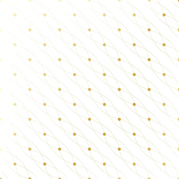 Goldene Textur. geometrisches nahtloses Muster mit miteinander verbundenen Linien und Punkten. Linien Plexuskreise. Grafische Hintergrundkonnektivität. moderne stilvolle Kulisse für Ihr Design. Vektorillustration. — Stockvektor