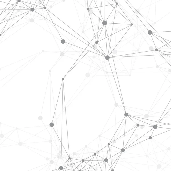 Molécula de fundo gráfico geométrico e comunicação. Grande complexo de dados com compostos. Cenário prospectivo. Matriz mínima. Visualização de dados digitais. Ilustração científica do vetor cibernético . —  Vetores de Stock