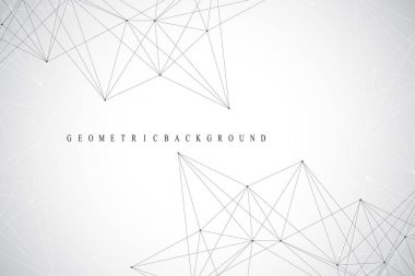Geometric abstract background with connected line and dots. Network and connection background for your presentation. Graphic polygonal background. Scientific vector illustration. clipart