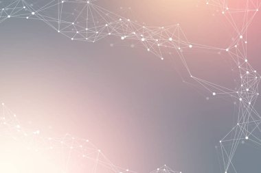 Bağlantılı çizgi ve noktalar ile geometrik arka plan. Ağ ve bağlantı arka plan tanıtımı için. Grafik poligonal arka plan. Bilimsel vektör çizim.