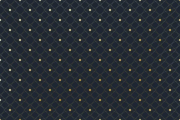 Golden texture. Geometric edged pattern with connected lines and dots. Lines plexus circles. Graphic background connectivity. Modern stylish backdrop for your design. Vector illustration. — Stock Vector