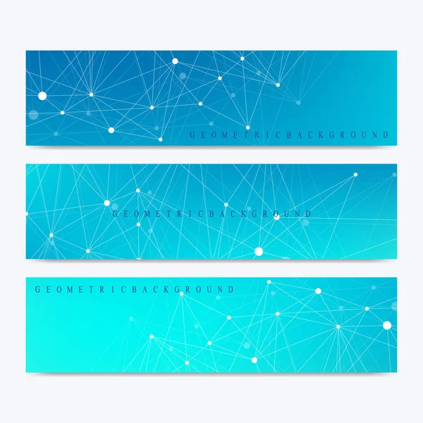 Modern set of vector banners. Modern stylish polygonal pattern with connected line and dots. Molecule and communication background for medicine, science, technology, chemistry. — Stock Vector