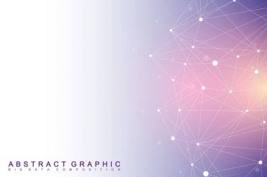 Geometrik grafik arka plan molekül ve iletişim. Büyük veri bileşikler ile karmaşık. Perspektif zemin. En az dizi. Dijital veri görselleştirme. Bilimsel sibernetik vektör çizim.