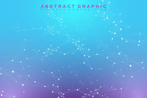 Geometric abstract background with connected line and dots. Network and connection background for your presentation. Graphic polygonal background. Scientific vector illustration. — Stock Vector