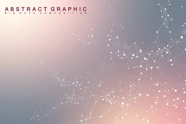 Big data complex. Graphic abstract background communication. Perspective backdrop of depth. Minimal array with compounds lines and dots. Digital data visualization. Vector illustration Big data. — Stock Vector