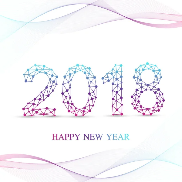 Happy New Year 2018 design abstract colorat cu valuri, elemente vectoriale pentru calendar, felicitări, prezentări, cărți poștale, pliante — Vector de stoc