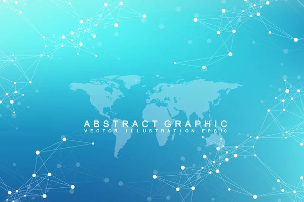 Virtual Graphic Abstract Background Communication with World Map. Fondo de perspectiva de la profundidad. Visualización digital de datos. Ilustración vectorial — Vector de stock