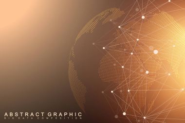 Virtual Graphic Background Communication with World Globe. A sense of science and technology. Digital data visualization. Vector illustration clipart
