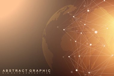 Virtual Graphic Background Communication with World Globe. A sense of science and technology. Digital data visualization. Vector illustration clipart