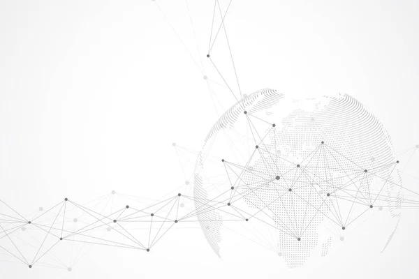 Dünya Dünya ile sanal grafik arka plan iletişim. Bilim ve teknoloji bir anlamda. Dijital veri görselleştirme. Vektör çizim — Stok Vektör