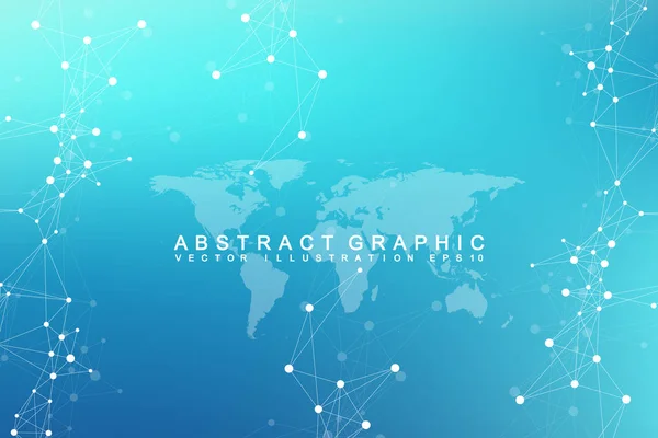 Virtual Graphic Abstract Background Communication with World Map. Fondo de perspectiva de la profundidad. Visualización digital de datos. Ilustración vectorial — Vector de stock