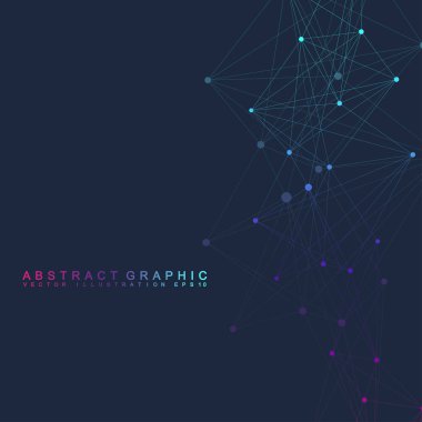 Geometrik grafik arka plan molekül ve iletişim. Büyük veri bileşikler ile karmaşık. Perspektif zemin. En az dizi. Dijital veri görselleştirme. Bilimsel sibernetik vektör çizim.