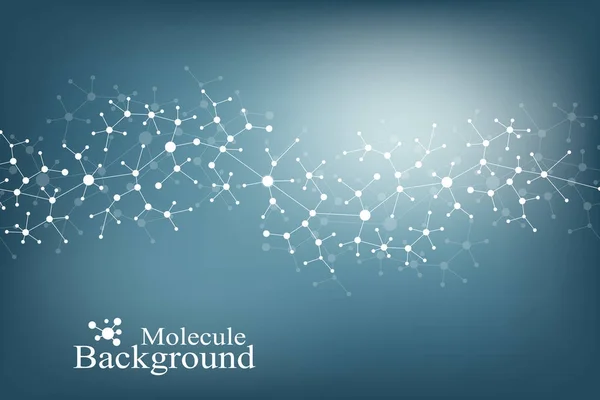 Molécula de estructura y comunicación. ADN, átomo, neuronas. Antecedentes de moléculas científicas para medicina, ciencia, tecnología, química. Ilustración vectorial — Archivo Imágenes Vectoriales