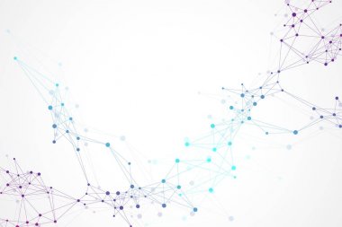 Yapısı molekül ve iletişim. DNA, atom, nöronlar. Tıp, bilim, teknoloji, Kimya için bilimsel molekül arka plan. Vektör çizim