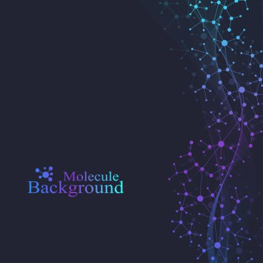 Yapısı molekül ve iletişim. DNA, atom, nöronlar. Tıp, bilim, teknoloji, Kimya için bilimsel molekül arka plan. Vektör çizim