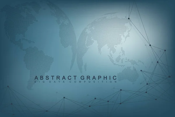 Virtual Graphic Background with World Globes (en inglés). Red global. Visualización digital de datos. Conexión dos hemisferios del planeta Tierra. Ilustración vectorial . — Vector de stock