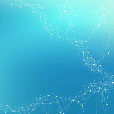 Yapısı molekül ve iletişim. DNA, atom, nöronlar. Tıp, bilim, teknoloji, Kimya için bilimsel molekül arka plan. Vektör çizim