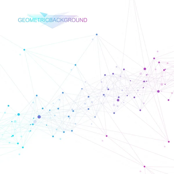 Molecola geometrica di fondo grafico e comunicazione. Complesso di big data con composti. Contesto prospettico. Un array minimo. Visualizzazione dei dati digitali. Illustrazione cibernetica scientifica vettoriale . — Vettoriale Stock