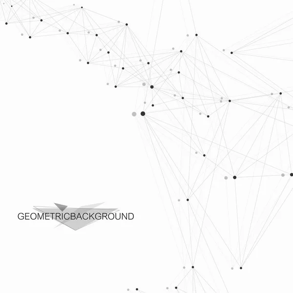 Molécula de fundo gráfico geométrico e comunicação. Grande complexo de dados com compostos. Cenário prospectivo. Matriz mínima. Visualização de dados digitais. Ilustração científica do vetor cibernético . —  Vetores de Stock