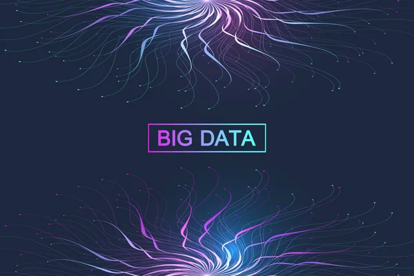 Molécula geométrica de fondo gráfico y comunicación. Complejo de macrodatos con compuestos. Fondo de perspectiva. Mínimo arreglo Big data. Visualización digital de datos. Ilustración del vector científico . — Archivo Imágenes Vectoriales