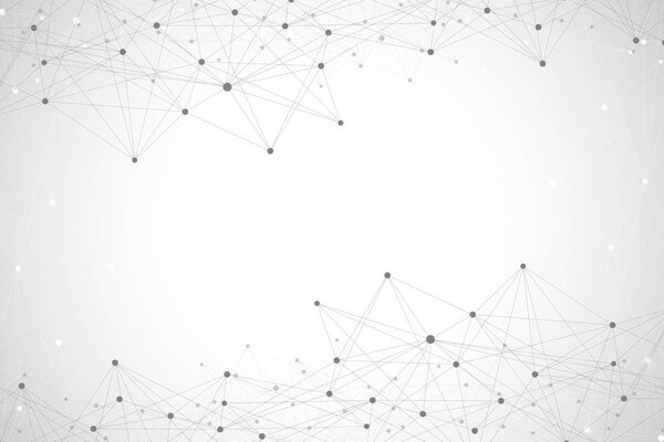 Geometric abstract background with connected lines and dots. Big data composition. Molecule and communication background. Graphic background for your design. Vector illustration.