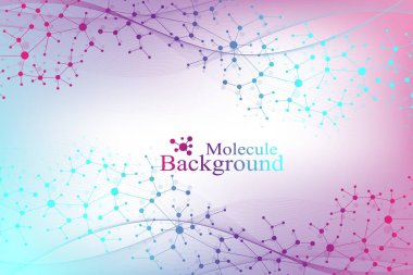 Yapısı molekül ve iletişim. DNA, atom, nöronlar. Tıp, bilim, teknoloji, Kimya için bilimsel molekül arka plan. Vektör çizim