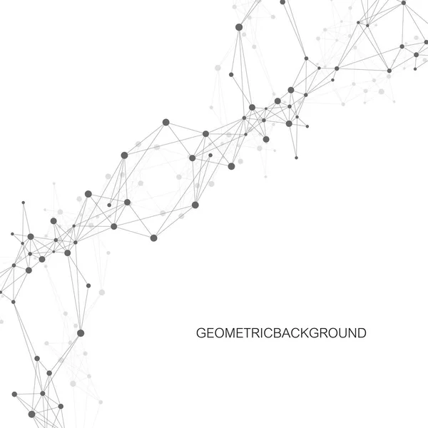Vector abstracto geométrico con línea y puntos conectados. Fondo de conexión de red global. Ilustración abstracta de sentido tecnológico . — Vector de stock
