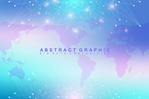 Geometrischer abstrakter Vektor mit verbundenen Linien und Punkten. Hintergrund der globalen Netzwerkverbindung. technologischer Sinn abstrakte Illustration. — Stockvektor