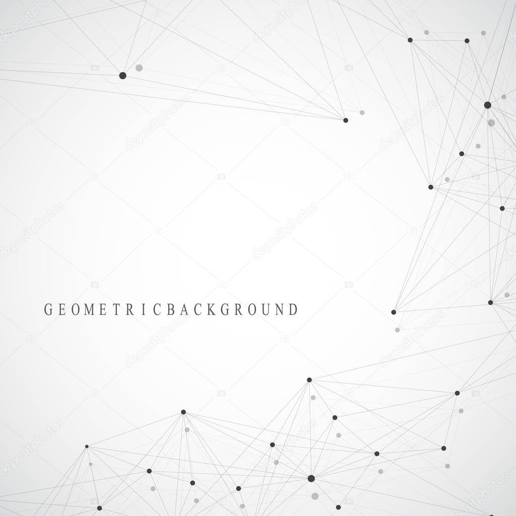 Geometric abstract vector with connected line and dots. Global network connection background. Technological sense abstract illustration.