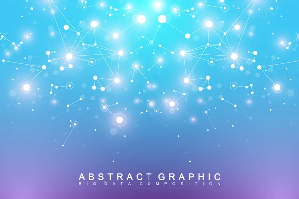 Geometric abstract vector with connected line and dots. Global network connection background. Technological sense abstract illustration. — Stock Vector