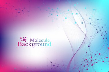 Yapısı molekül ve iletişim. DNA, atom, nöronlar. Tıp, bilim, teknoloji, Kimya için bilimsel molekül arka plan. Vektör çizim